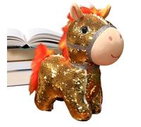 Générique Peluche Cheval Animal en Peluche | 15 Centimètres Paillettes Douce À Collectionner - Jouet en de l'Année du Cheval 2026,pour Nouvel an Chinois Garçons Filles Maison Salon Chambre D'