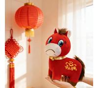 Générique Peluche Cheval Qui Pleure, 20CM Peluche Cheval Nouvel an Chinois, Figurine de Cheval Rouge 2026, Mascotte Porte-Bonheur du Zodiaque, Décoration de la Maison, des Magasins (Pleurer 20 cm)