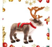 Générique Peluche de Renne de Noël, Oreiller décoratif Doux Wapiti cerf en Peluche, Peluche de noël Mignonne de 13,7 Pouces, pour canapés, Lits, Chambres à Coucher, chaises, Cadeau pour