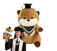 Générique Peluche Diplômée - Décoration de Loutres Cartoon en Câlin - Peluche Animale avec Chapeau Étudiant et Diplôme pour Chambre Fête Saint-Valentin Noël Décor