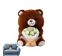 Générique Peluche | Douce Tenant Un Bouquet de Fleurs | Nounours de la Saint-Valentin - Cadeau pour Épouse Mère Noël Anniversaire Mariage Saint-Valentin