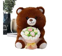 Générique Peluche - Douce Tenant Un Bouquet de Fleurs | Peluche Cadeau Saint-Valentin,Cadeau pour Petite Amie Épouse Fille Mère Mariage et Fête des Amoureux