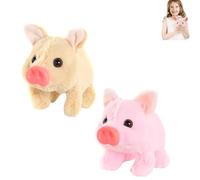 Générique Peluche électrique réaliste en Forme de Cochon, Peluche animée réaliste en Forme de Cochon Qui Marche, avec Son et Mouvement, cochons Qui grognent, remuent Le Nez et la Queue (A+B)