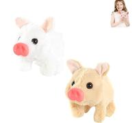 Générique Peluche électrique réaliste en Forme de Cochon, Peluche animée réaliste en Forme de Cochon Qui Marche, avec Son et Mouvement, cochons Qui grognent, remuent Le Nez et la Queue (B+C)