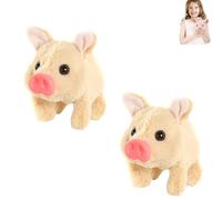 Générique Peluche électrique réaliste en Forme de Cochon, Peluche animée réaliste en Forme de Cochon Qui Marche, avec Son et Mouvement, cochons Qui grognent, remuent Le Nez et la Queue (B * 2)