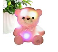 Générique Peluche Lumineuse - Ours À Nœud Papillon Lumineux Arc-en- De 20,3 Cm, en Peluche Douce, Animal Illuminé par Bouton-Pression | Décor De Canapé De Chambre À Coucher, Ambianc