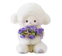 Générique Peluche Mouton - Douce à r de 30 cm, Peluche d'agneau avec Bouquet de Roses | d'agneau magnétique créative Tenant Une Fleur, Compagnon de Jeu Mignon, Cadeau d'anniversaire
