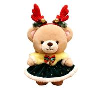 Générique Peluche Ours Doudou de Noël Mignons en Robe, 34,8 cm | Ours Jouet avec Serre-Tête à Cornes de Cerf pour , Noël, Maison, Chambre à Coucher, Canapé, Lit, Bureau