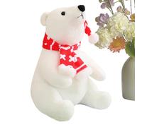 Générique Peluche Ours Polaire - Peluche Écharpe De Noël, De Vacances Mignonne, Figurine Animale Festive, Décoration d'hiver, Peluch Cadeau pour, Ornement De Chevet De Canapé | Jouet en Peluce