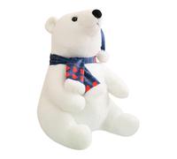 Générique Peluche Ours Polaire - Peluche Écharpe De Noël, De Vacances Mignonne, Figurine Animale Festive, Décoration d'hiver, Peluch Cadeau pour, Ornement De Chevet De Canapé | Jouet en Peluce