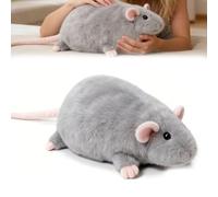 Générique Peluche Rat Géant, Peluche Rat Potelé, Peluche Souris Lestée, Peluche Souris Mignonne Et Douce, Oreiller Souris Réaliste Et Mignon pour Enfants, Grise Potelée (Gris,50 cm/19,7 Pouces)