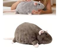 Générique Peluche Rat Géant, Peluche Rat Potelé, Peluche Souris Lestée, Peluche Souris Mignonne Et Douce, Oreiller Souris Réaliste Et Mignon pour Enfants, Grise Potelée (Marron,35 cm/13,8 Pouces)