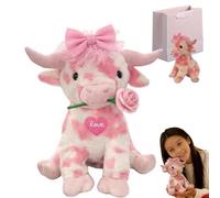 Générique Peluche Vache Rose - 20 cm - Vache des Highlands Rose en Peluche, Décoration Douce pour la Saint-Valentin, Cadeau pour Enfants, Filles, Amoureux/Amoureuse (1Pc)