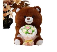 Générique Peluches Animaux Doux | Tenant Un Bouquet - Animal en Peluche avec Fleurs | Cadeau pour Petite Amie Épouse Fille Mère Mariage et Fête des Amoureux