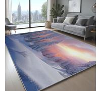 Générique Pelucheux Tapis RéAliste Fantaisie ScèNe De Neige D’Hiver Dessous antidérapant Doux Tapis Moelleux à Poils pour Salon Chambre Couloir Chambre d'enfant et Bébé Bleu Gris, 120 x 160 cm