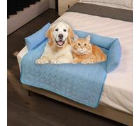 Générique Pelzbarn Cooling Mat for Dogs, Pelzbarn Cooling Dog Bed, Non Slip & Machine Washable Design, Summer Comfort Mat for Small to Large Pets (Blue,27.5 * 27.5in/70 * 70cm)