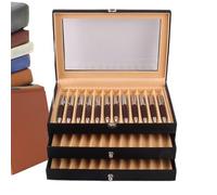 Générique Pen Storage Organizer - 3 Tier 36 Slot | Leather Display Case