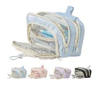 Générique Pencil Case Big Capacity Pen Holder Large Opening Pencil Pouch Box Cute Aesthetic Drawstring Pen Case 2025 New (Blue)