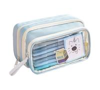 Générique Pencil Case, High-Capacity Stationery Organizer, Portable Design with Handle, Multi-Pocket Storage for School, College, Or Offices Use by Kids and Adults, 8.86x4.72x2.76 inches, Pink, Blue