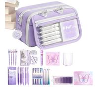 Générique Pencil Case Kit - Large Capacity Organizer, School Supplies Pouch | Stationery Set with Gel Pens, Highlighters, Rulers, Sticky Notes for Classroom, College, Office, Travel, Girls, Boys