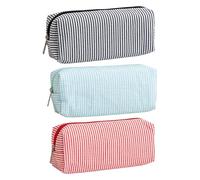 Générique Pencil Case | Seersucker Pencil Pouch Stationery Case | Embroidered Organizer for Teens Students Kids Boys Girls Women Preschool Classroom College Office Desk Art Class Holiday
