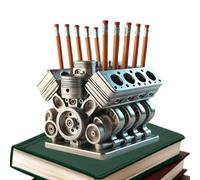 Générique Pencil Holder For Desk | V8 Engine Block Pencil Organizer - Makeup Brush Container Desk Organization For Desktop, Living Room, Study Room