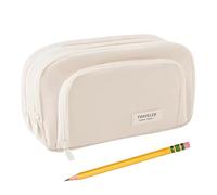 Générique Pencil Pouch, Cream Colored, Green, Aesthetic Stationery, Organizer Students, for Teachers and Kids Compact, Stylish Case for School, College, Travel, Backpack, Birthday Christmas