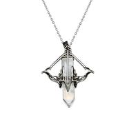 Générique Pendant Necklace, Crystal Jewelry, 2.17x2.56 Inches Natural Stone Accent Vintage Inspired Bow Design, Fashion Necklaces Accessory for Women, Party, Event and Daily Outfit Use