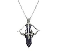 Générique Pendant Necklace, Crystal Jewelry, 2.17x2.56 Inches Natural Stone Accent Vintage Inspired Bow Design, Fashion Necklaces Accessory for Women, Party, Event and Daily Outfit Use
