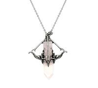 Générique Pendant Necklace, Crystal Jewelry, 2.17x2.56 Inches Natural Stone Accent Vintage Inspired Bow Design, Fashion Necklaces Accessory for Women, Party, Event and Daily Outfit Use