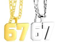 Générique Pendant Necklace - Stainless Steel Winter | 67 Number Necklace - Unisex Funny Jewelry for Home Dorm Apartment Holiday Party Indoor Decoration and Seasonal Fashion Accessory