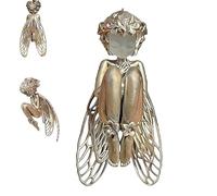 Générique Pendentif Ange Silencieux, Collier Ange Gardien Élégant, Ailes en Filigrane Délicates et Cheveux Bouclés, Cadeau Spirituel et Paisible pour Femmes et Hommes, Bijou Symbolique (1Pc)
