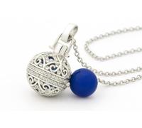 Générique Pendentif Bola de Grossesse Ciel Étoilé - Carillon apaisant - Bijou Plaqué Argent avec Chaîne Ajustable 140 cm (Bleu)