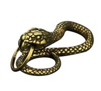 Générique Pendentif Breloque Élégante Serpent Porte-clés en Cuivre Jaune Chic et Rétro pour Création de Bijoux Accessoire pour Paquet ou Ceinture