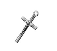 Générique Pendentif Crucifix Jésus Christ Catholique, Breloque Croix Argentée INRI, 2.92x1.49cm, Bijou Religieux Catho JC