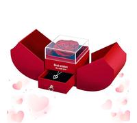 Générique Pendentif cœur Rose - Collier de Fleurs préservées, Bijoux de Charme de Projection en 100 Langues, Souvenir de Symbole Romantique | Cadeau spécial de célébration de la Saint-Valentin pour m