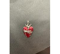 Générique Pendentif Décoratif Cœur en Métal, Rouge Brillant, Style Vintage, Accessoire Artisanal pour Bijouterie et Décoration