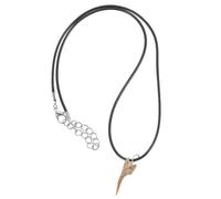 Générique Pendentif Design Unique Cordon en Cuir et Multiple Assortiments Collier Dent de Requin Véritable en Pierre Noire pour Femme et Homme