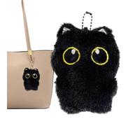 Générique Pendentif en Peluche Chat Noir - Accessoire clé Mignon | Sac à Dos décoration-Cadeau Amoureux des Chats, Mini Figurine Douce 9x7.5x3cm, léger 14g, Accessoires de Sac à Main à Breloques