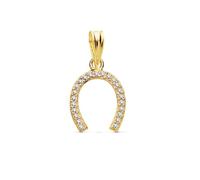 Générique Pendentif Fer à Cheval en Or Jaune 18K avec Diamants, 1,2 cm x 1,1 cm, 1,5 g