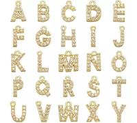 Générique Pendentif Lettre Strass Fabrication Bijoux 8 mm de A à Z Or Ou Argent en Acier inoxydable DIY