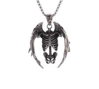 Générique Pendentif mortel gothique rétro collier ailes de crâne pour hommes Charme de personnalité Bijoux punk cycliques