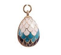 Générique Pendentif Oeuf Style Fabergé 3 Couleurs et chaîne Plaqué Or (Bleu)