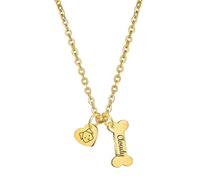 Générique Pendentif Os de Chien Personnalisé - Gravure de Lettres Unique - Collier Mémoire pour Chien Disparu - Bijou Nom d'Animal - Cadeau pour Maîtresse de avec Empreinte de Patte - Souvenir Canin