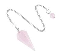 Générique Pendentif pendule en cristal poli à pointe hexagonale de 38 mm avec chaîne for la méditation et le travail énergétique(Rose Quartz)