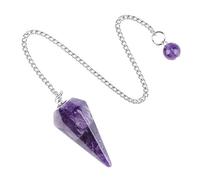 Générique Pendentif pendule en cristal poli à pointe hexagonale de 38 mm avec chaîne for la méditation et le travail énergétique(Amethyst)