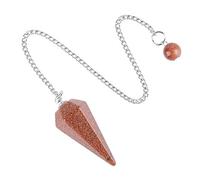 Générique Pendentif pendule en cristal poli à pointe hexagonale de 38 mm avec chaîne for la méditation et le travail énergétique(Goldstone)