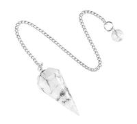 Générique Pendentif pendule en cristal poli à pointe hexagonale de 38 mm avec chaîne for la méditation et le travail énergétique(White Turquoise)