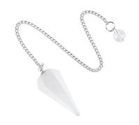 Générique Pendentif pendule en cristal poli à pointe hexagonale de 38 mm avec chaîne for la méditation et le travail énergétique(Clear Quartz)