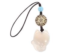 Générique Pendentif Porte-clés Renard Blanc Calcédoine Naturelle Breloque Chaîne Téléphone Portable Créative pour Femmes Décoration Élégante pour Sacoche et Clés